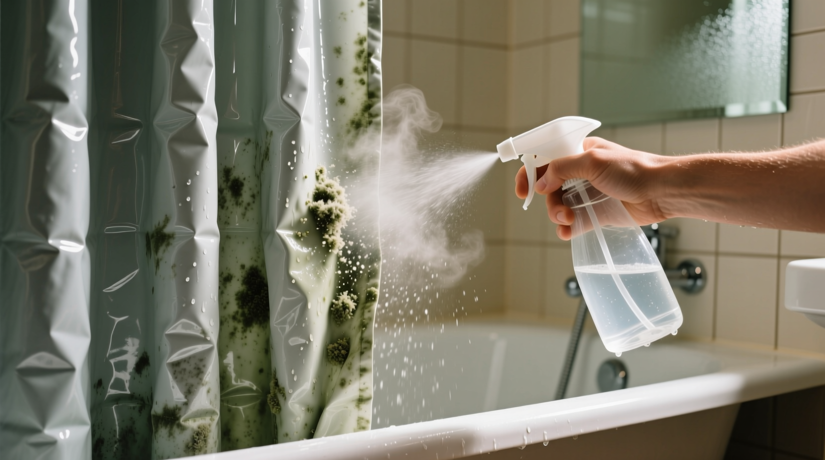 quick fix to remove mildew and stains from shower curtain