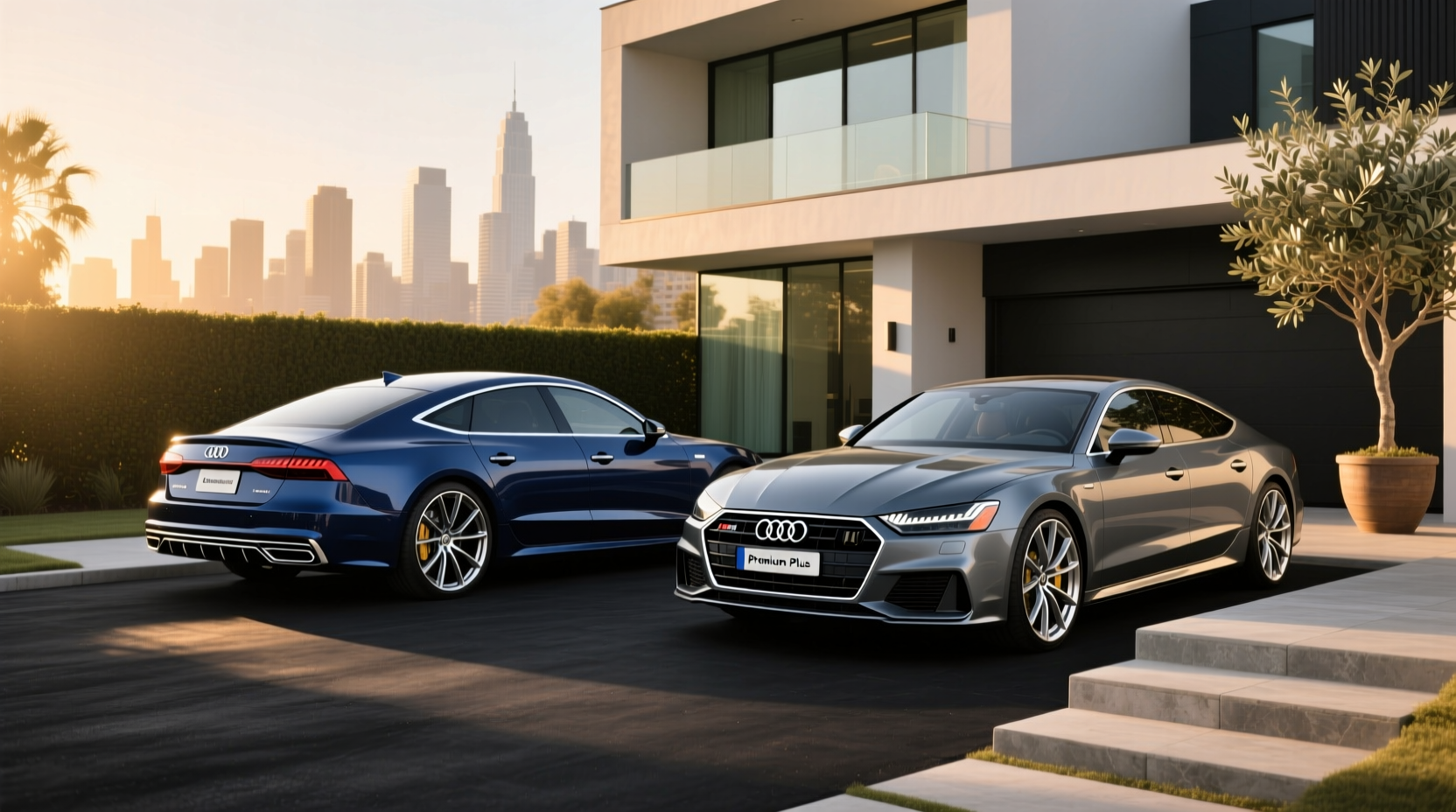 2014 Audi A7 Prestige vs Premium Plus side view comparison
