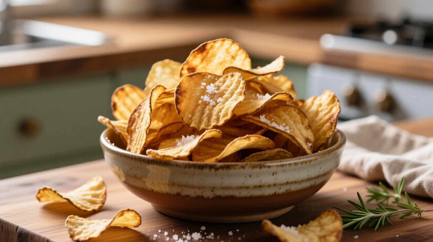 Golden brown Cape Cod kettle cooked potato chips in a bowl