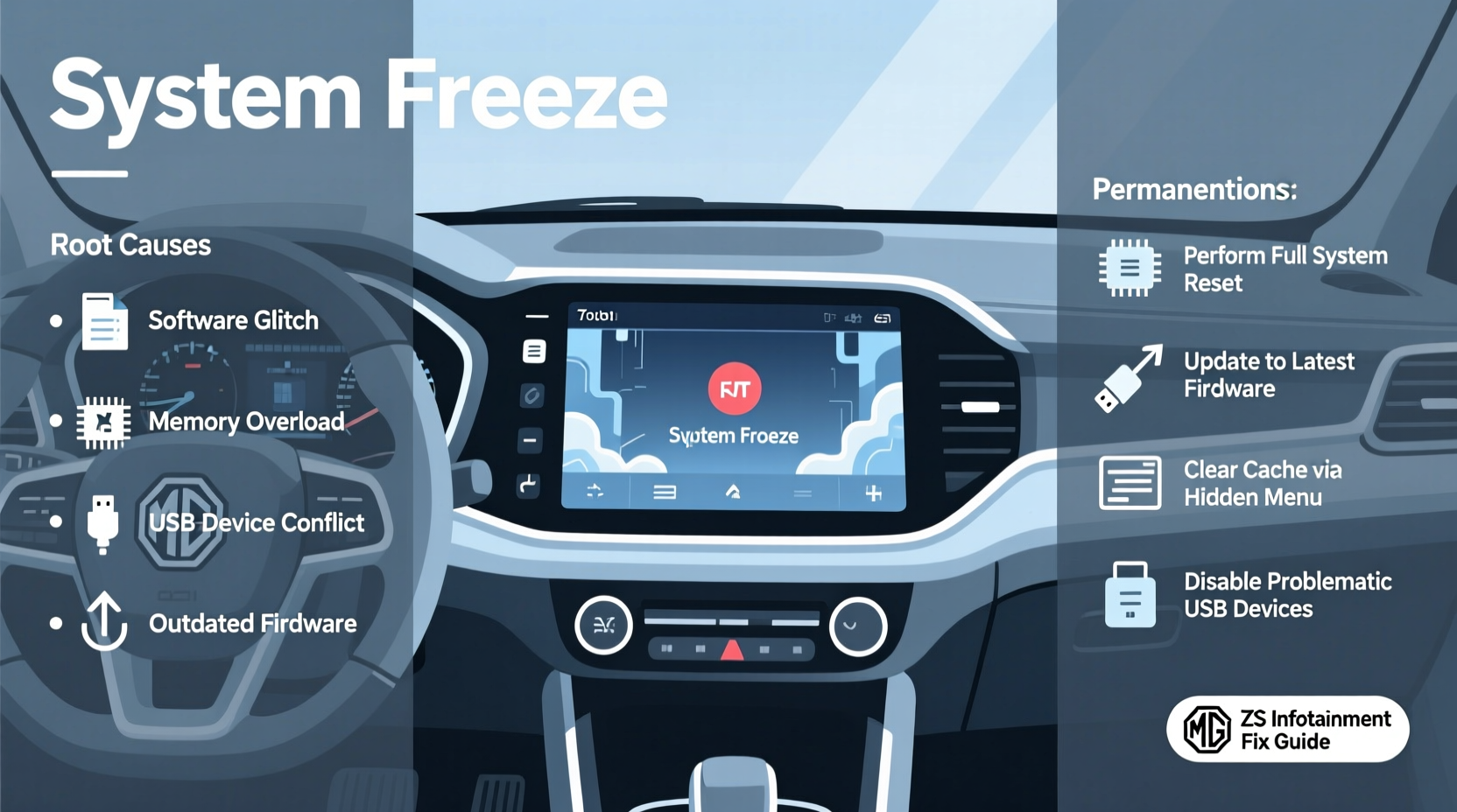 mg zs infotainment freeze fix