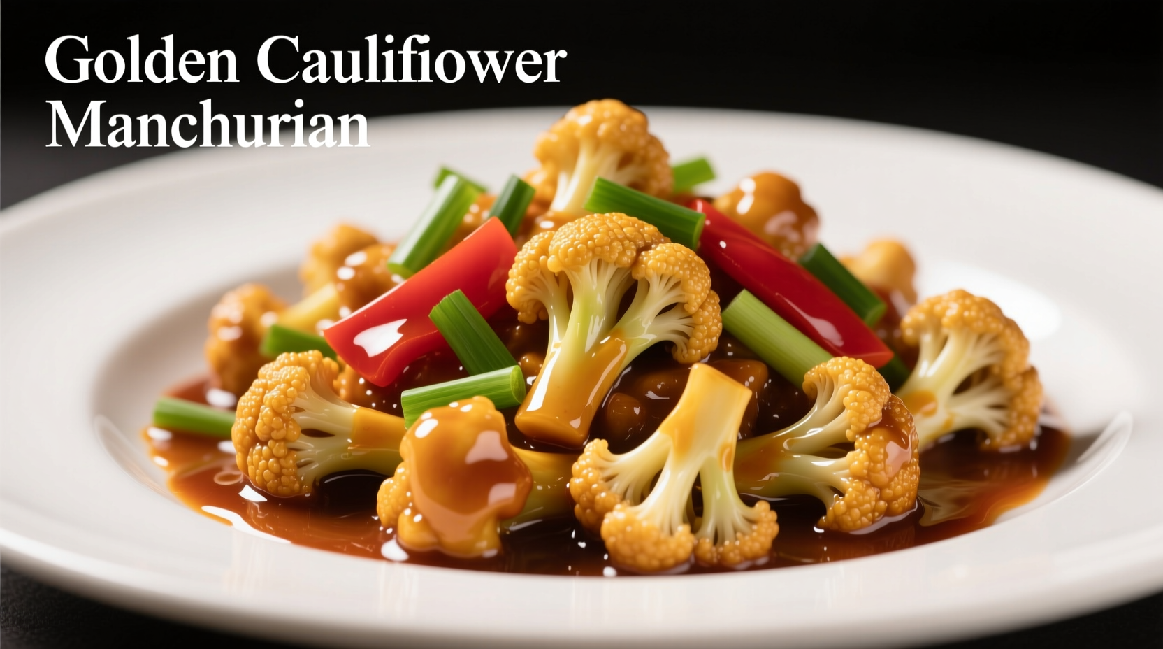Golden cauliflower manchurian in glossy sauce
