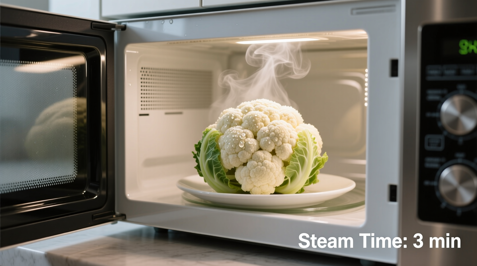 steaming cauliflower in the microwave