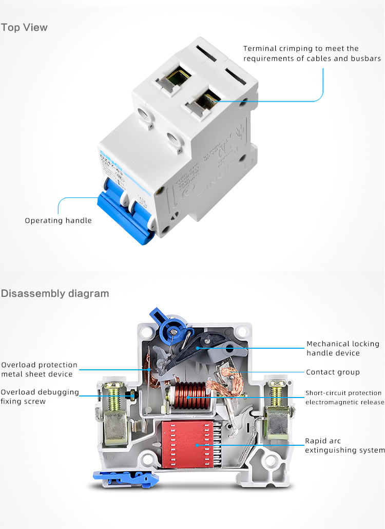 Singi DZ47-63 1P performance heat resistant University  C63 63amp  mcb miniature  circuit breaker