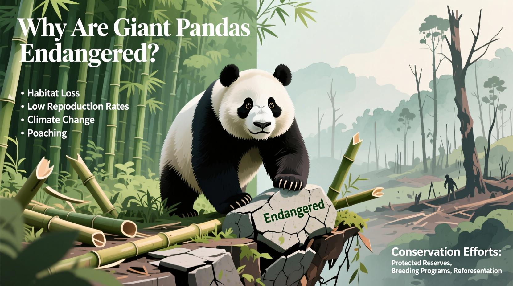 why are giant pandas endangered key threats conservation