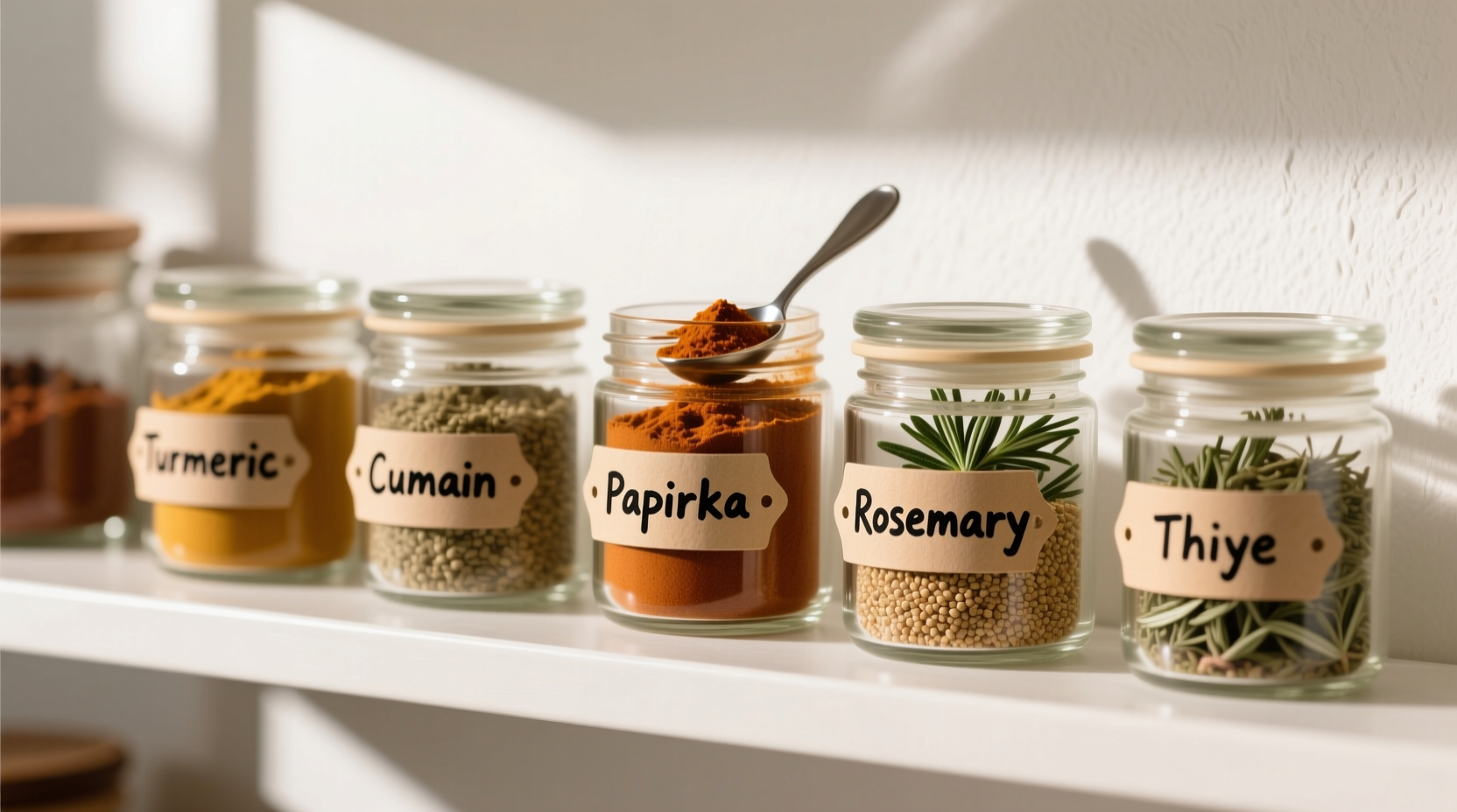 Low FODMAP spice alternatives in glass jars