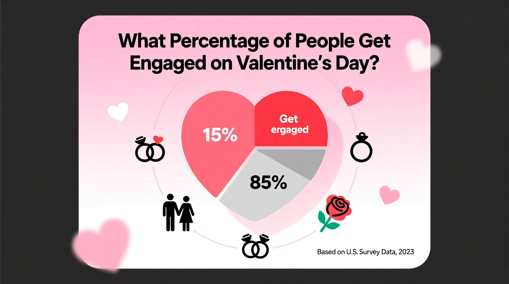 what percentage of people become engaged on valentines day