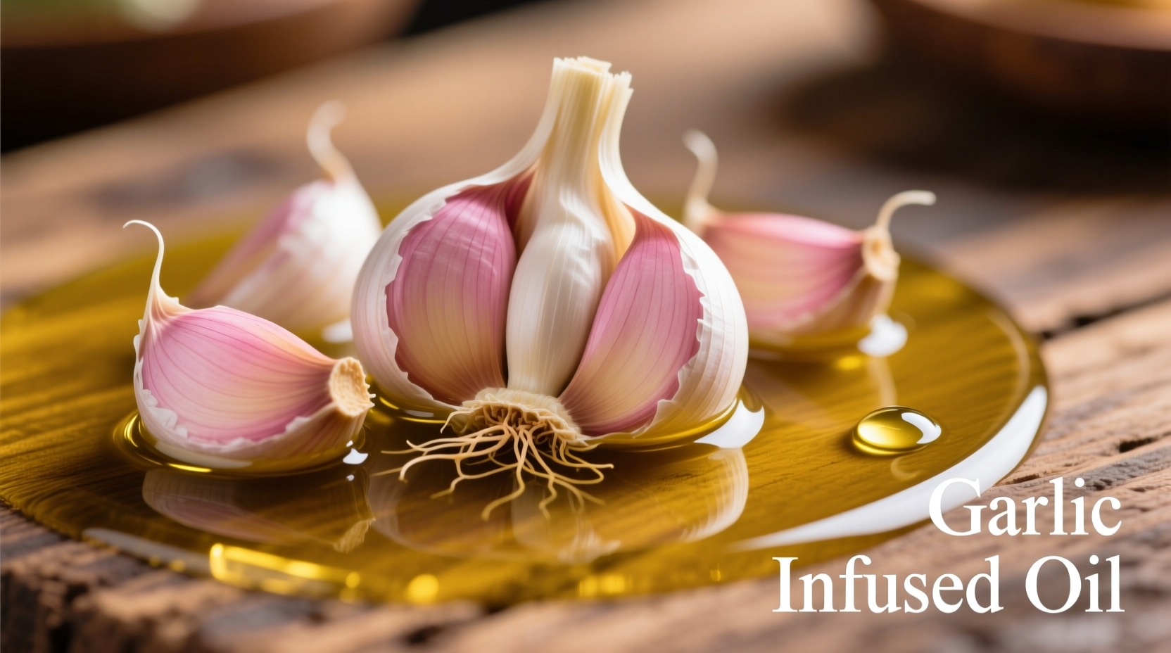 Fresh garlic cloves steeping in olive oil
