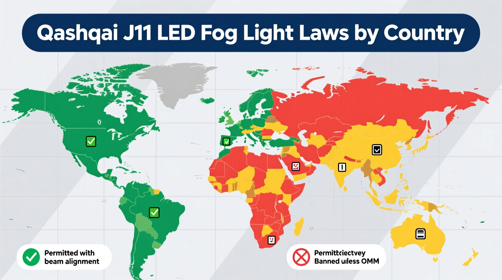 qashqai j11 led fog light laws