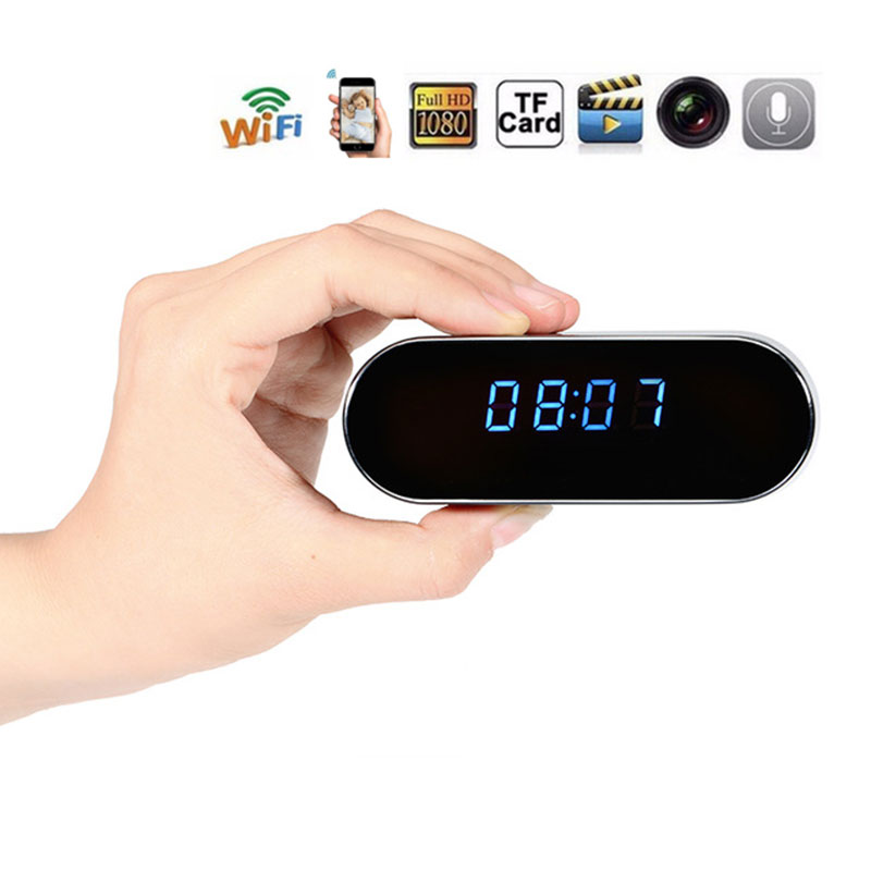 WiFi Table Clock Mini Camera Hidden 1080P HD IP P2P DVR Camcorder Alarm Set Night Vision Motion Sensor Remote Monitor Micro Cam