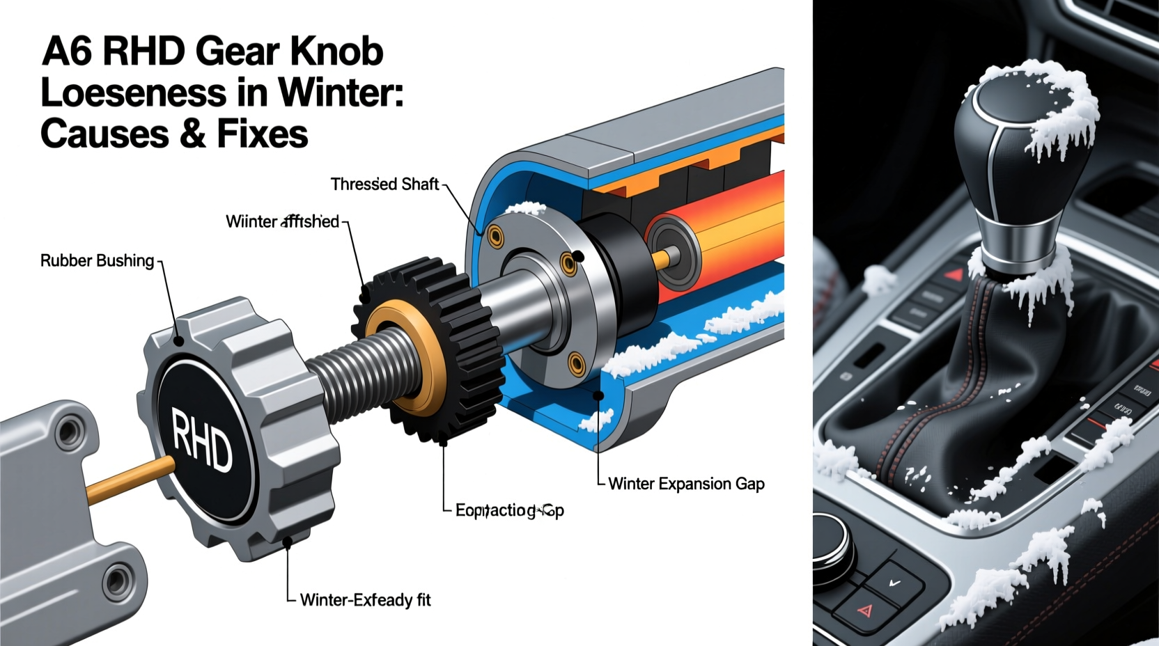 a6 rhd gear knob looseness winter