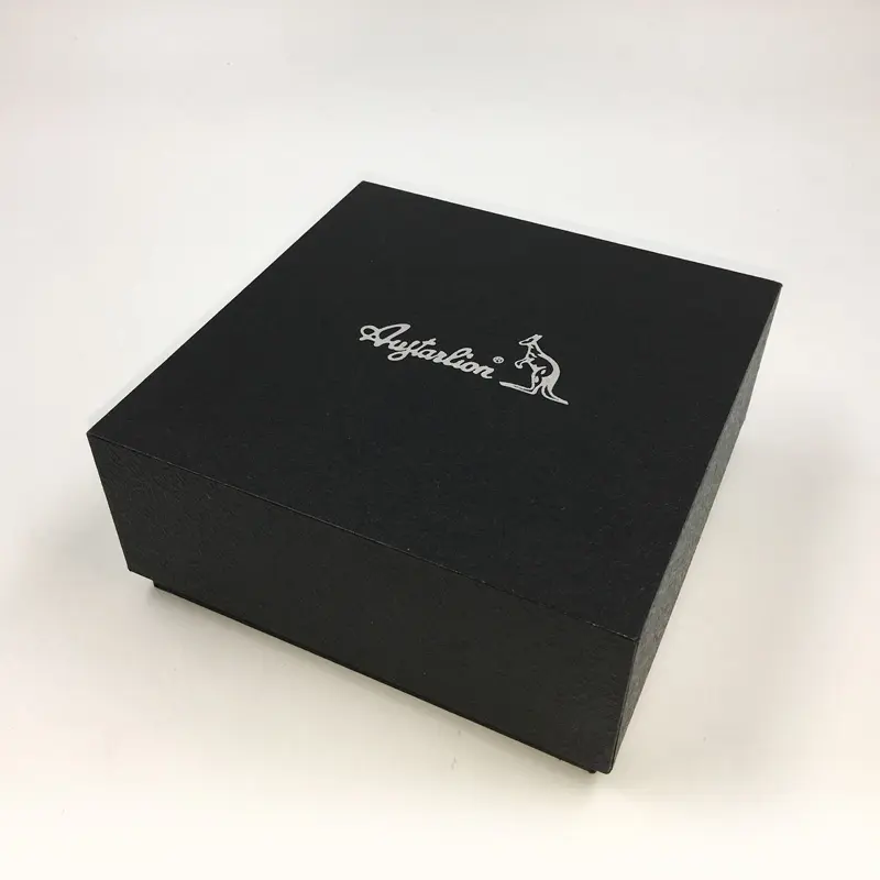 Wooden Box factory customized Luxury Custom Logo Rigid Small Paperboard Black Gift Paper Box
