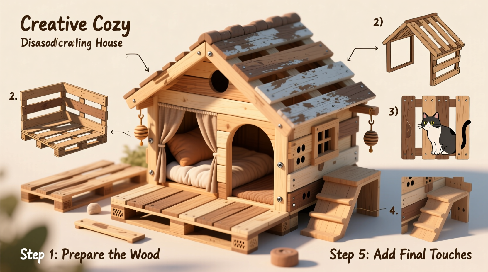 creative and cozy a step by step guide to building a stylish cat house from pallets