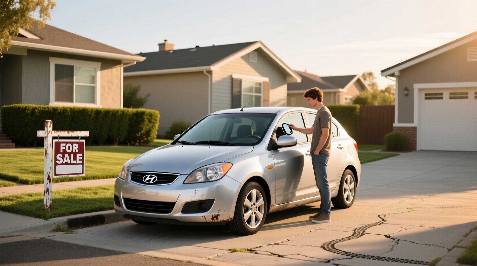 2009 Hyundai Accent 2-door hatchback in urban setting