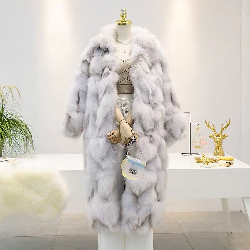 CX-G-A-26 Long Style Fox Fur Clothes Jackets Woman Garment Real Fur Coat for Winter
