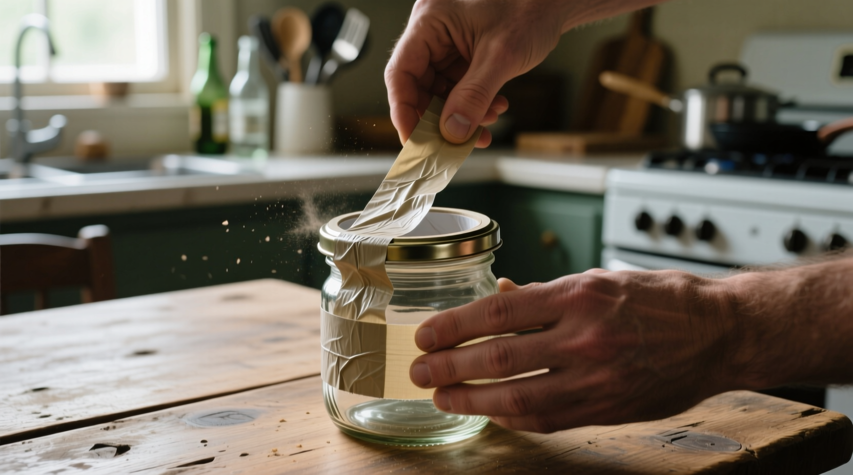 open stubborn jar lids with duct tape