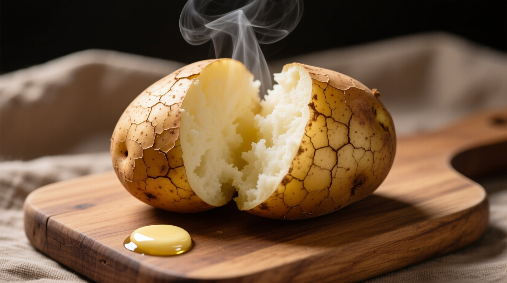 Perfectly baked potato with crisp skin and fluffy interior