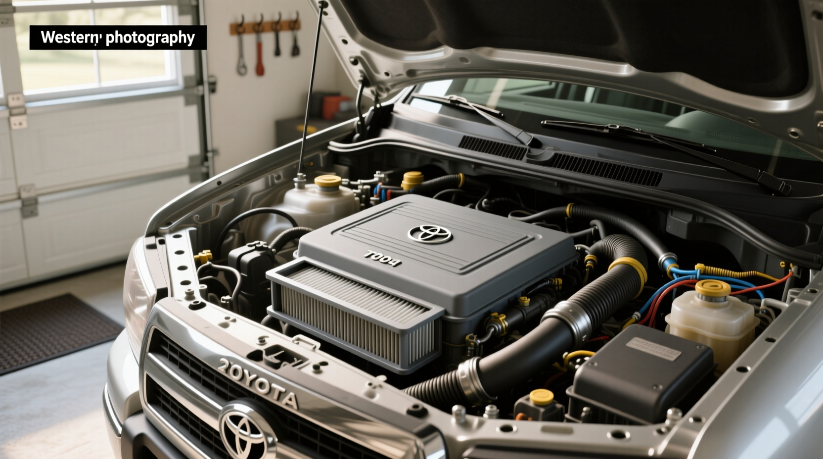 Close-up view of a cabin air filter removed from a 2004 Toyota Tundra showing accumulated dust