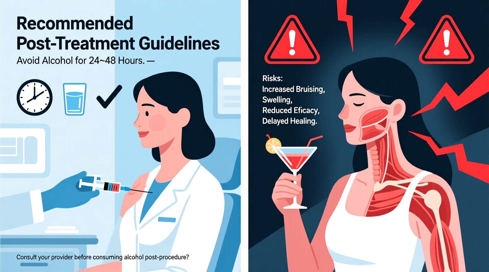 drinking alcohol after botox risks side effects and guidelines