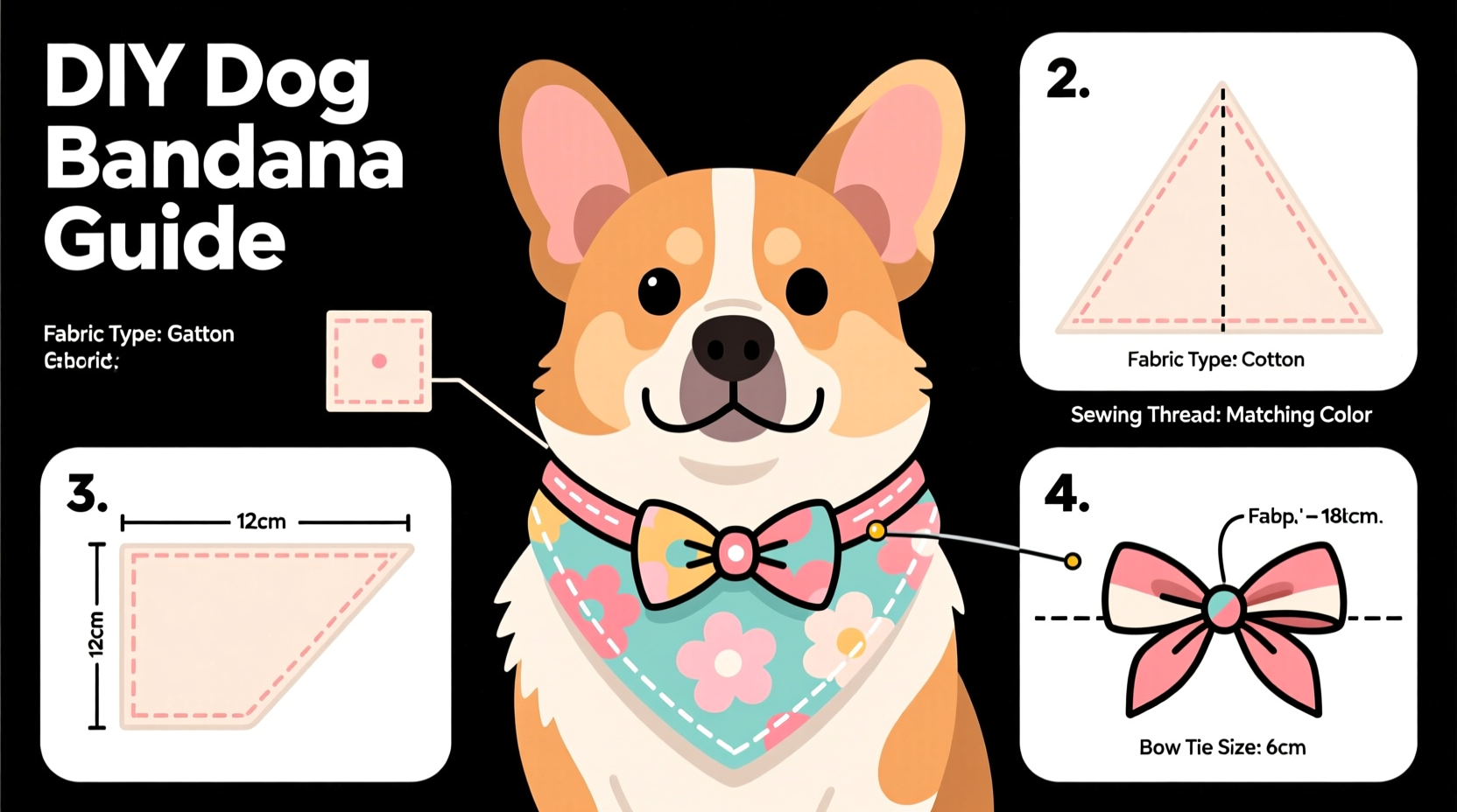 step by step guide to crafting a stylish diy dog bandana with a bow tie accent