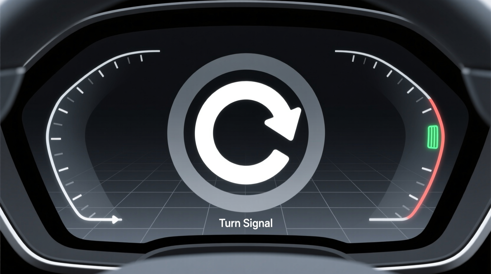 a withe circular arrow car