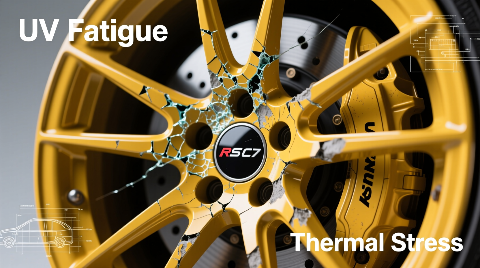 rs7 c7 yellow wheel cracking cause