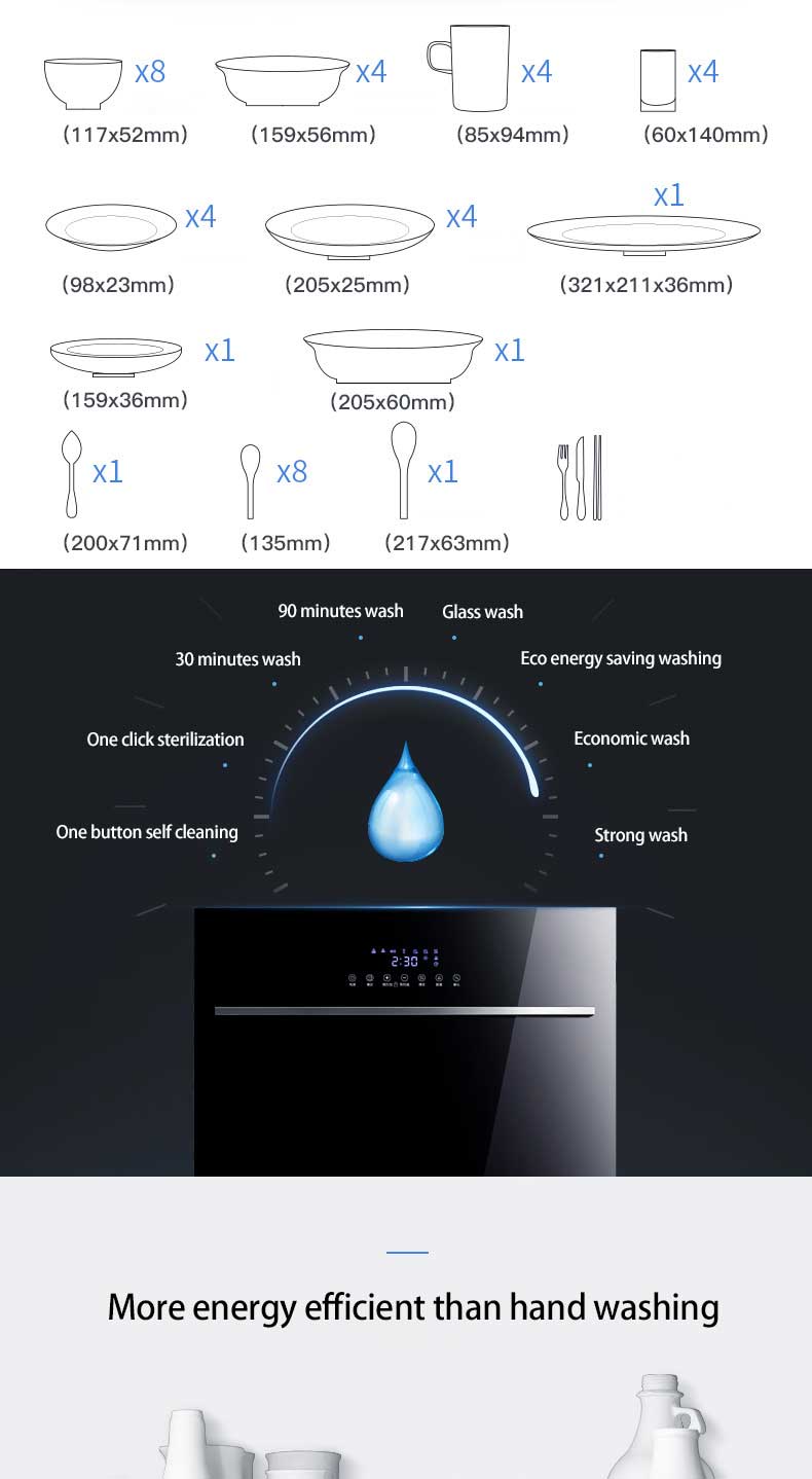 Built-in dishwasher appliances for kitchen intelligent multifunctional sterilization high temperature drying