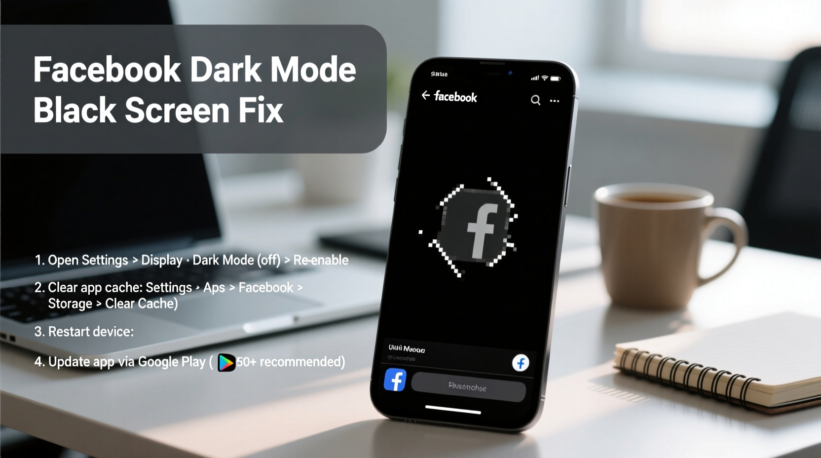 facebook app black screen causes how to fix dark mode issues