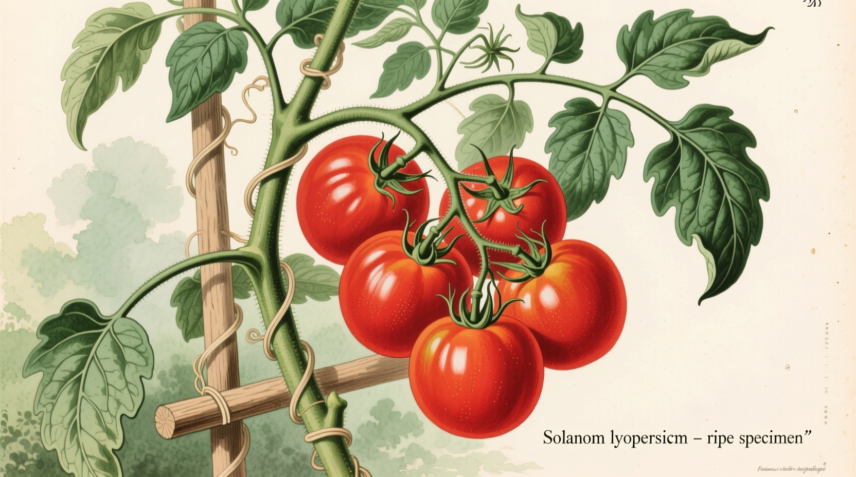 Tomato plant with ripe red fruit on vine