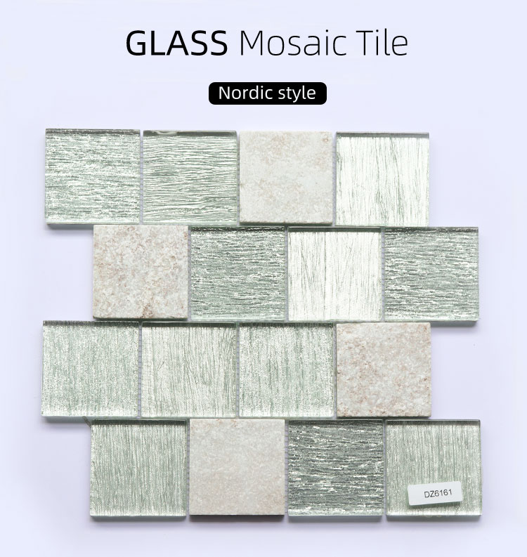 Rock Stone Effect White Glass Mosaic Tiles Backsplash For Indoor Decoration