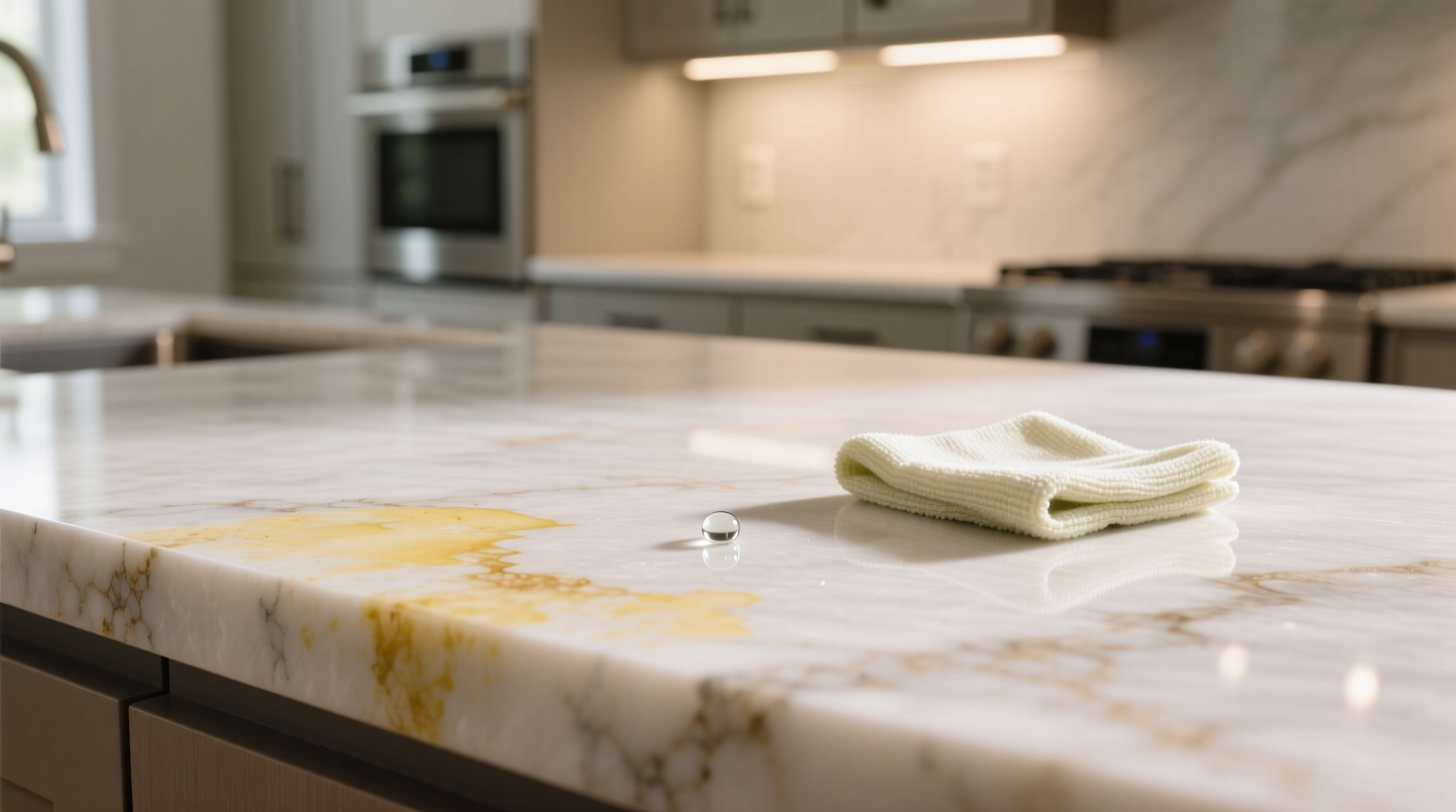 how to clean quartz countertop stains