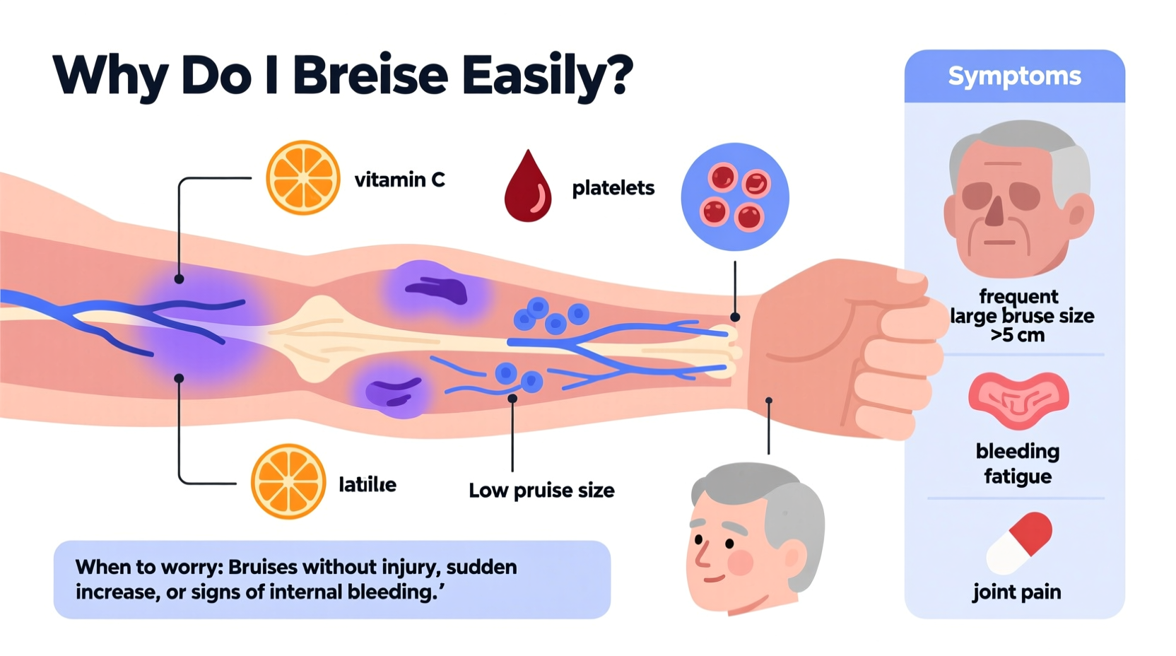 why do i bruise easily causes symptoms when to worry
