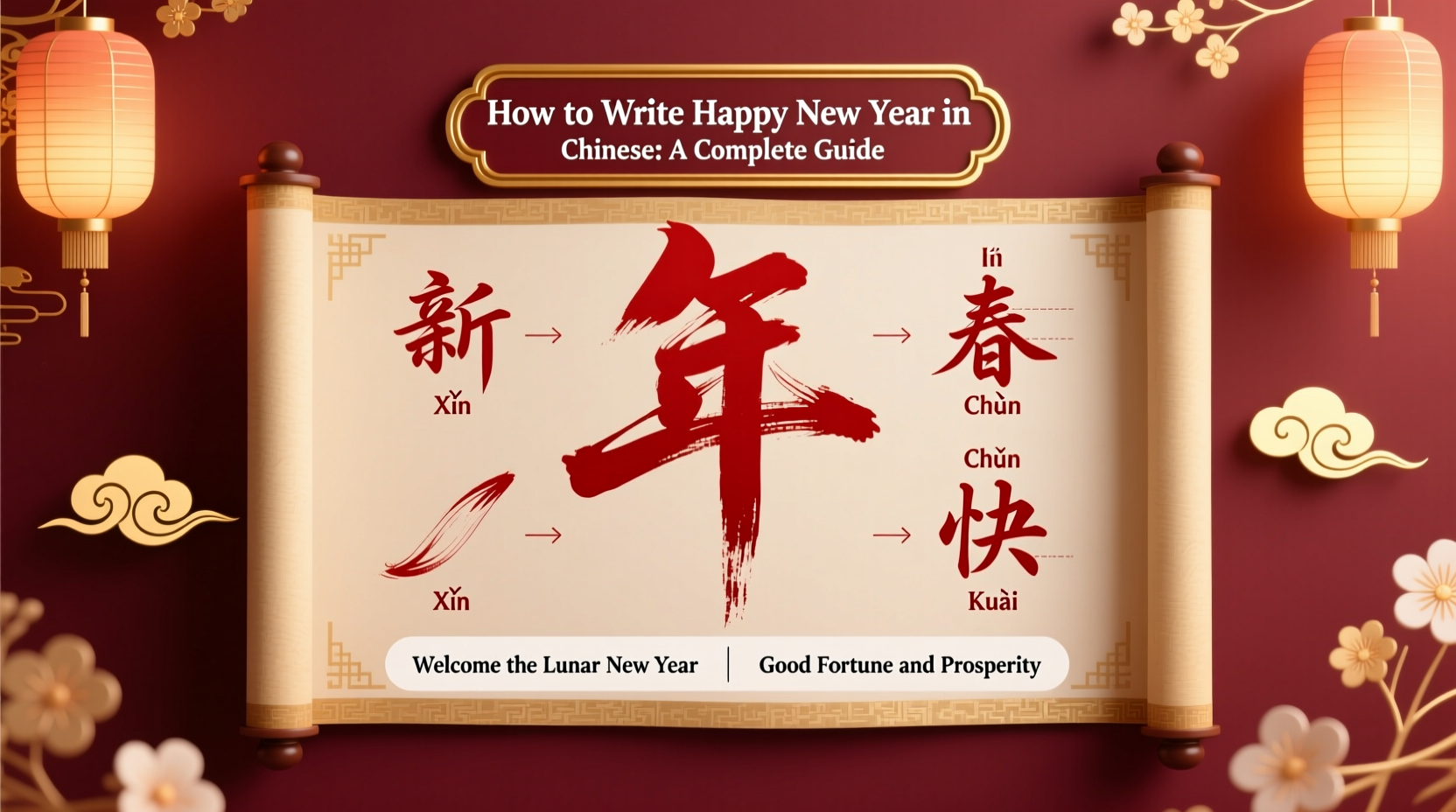 how to write happy new year chinese