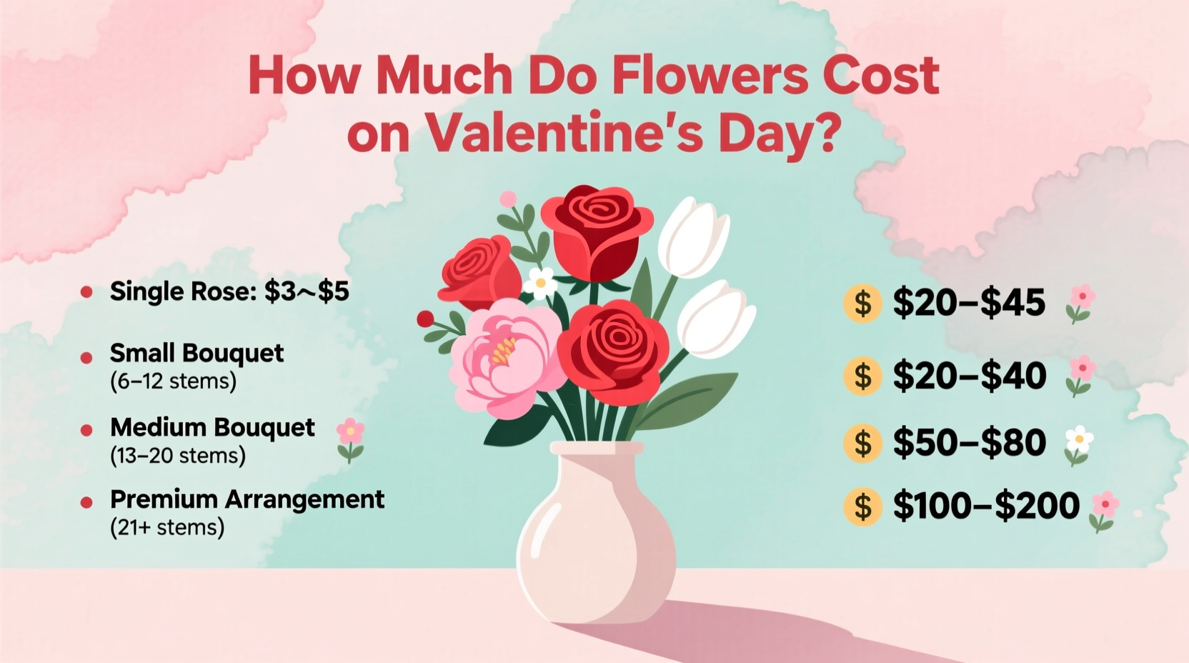 how much do flowers cost on valentines day
