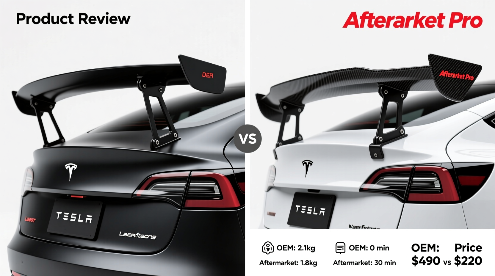 tesla 3 spoiler oem vs aftermarket