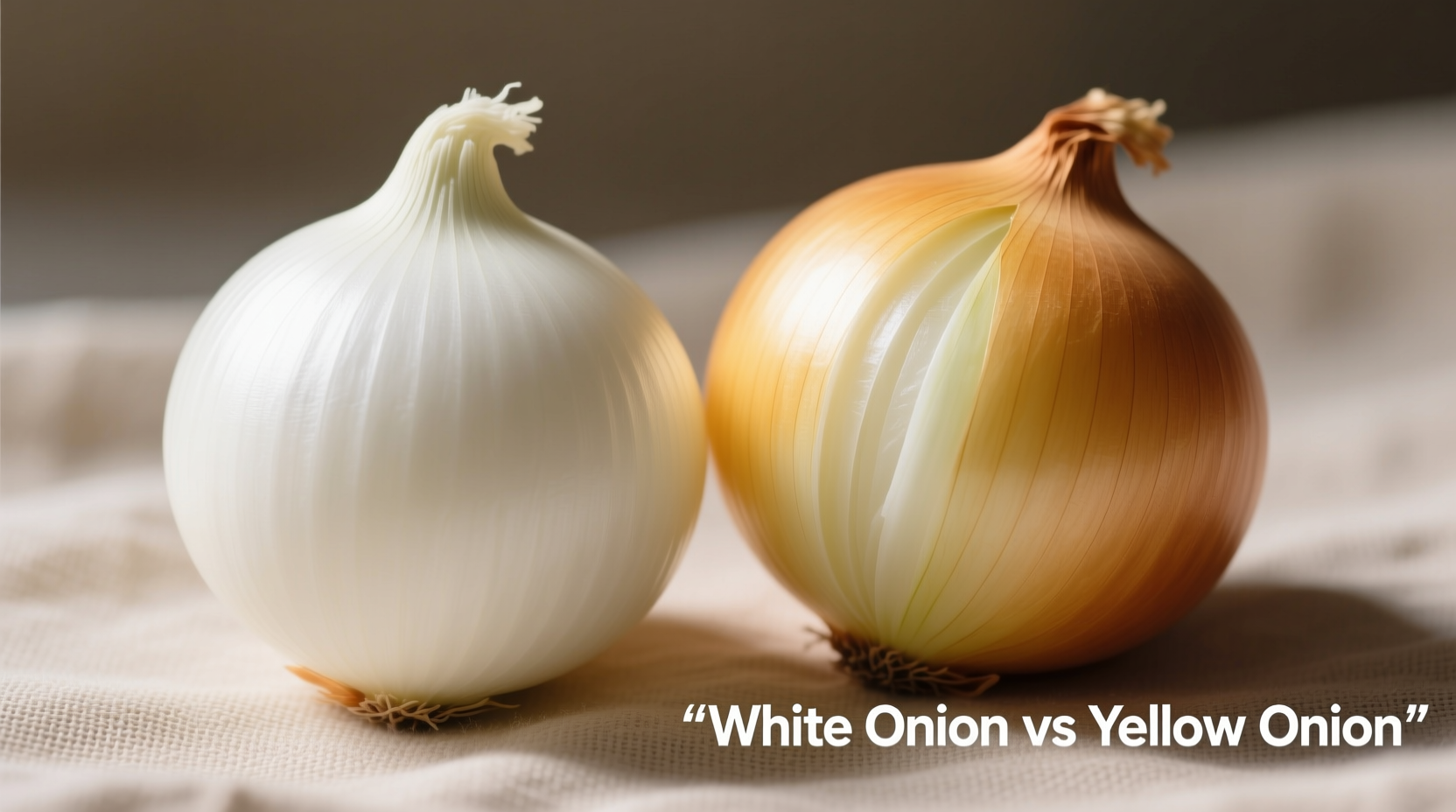 White and yellow onions side by side comparison