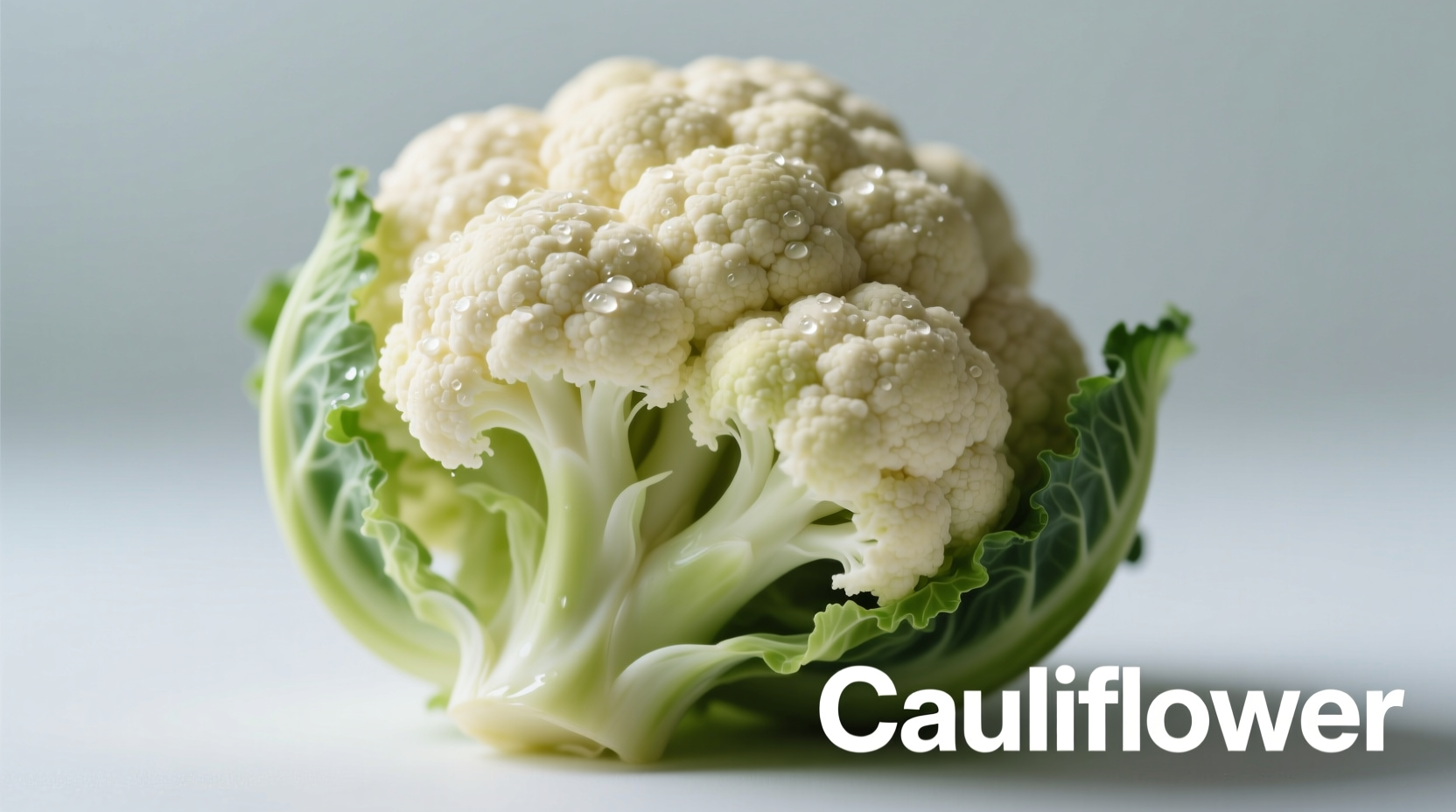 Cauliflower vegetable with correct spelling overlay