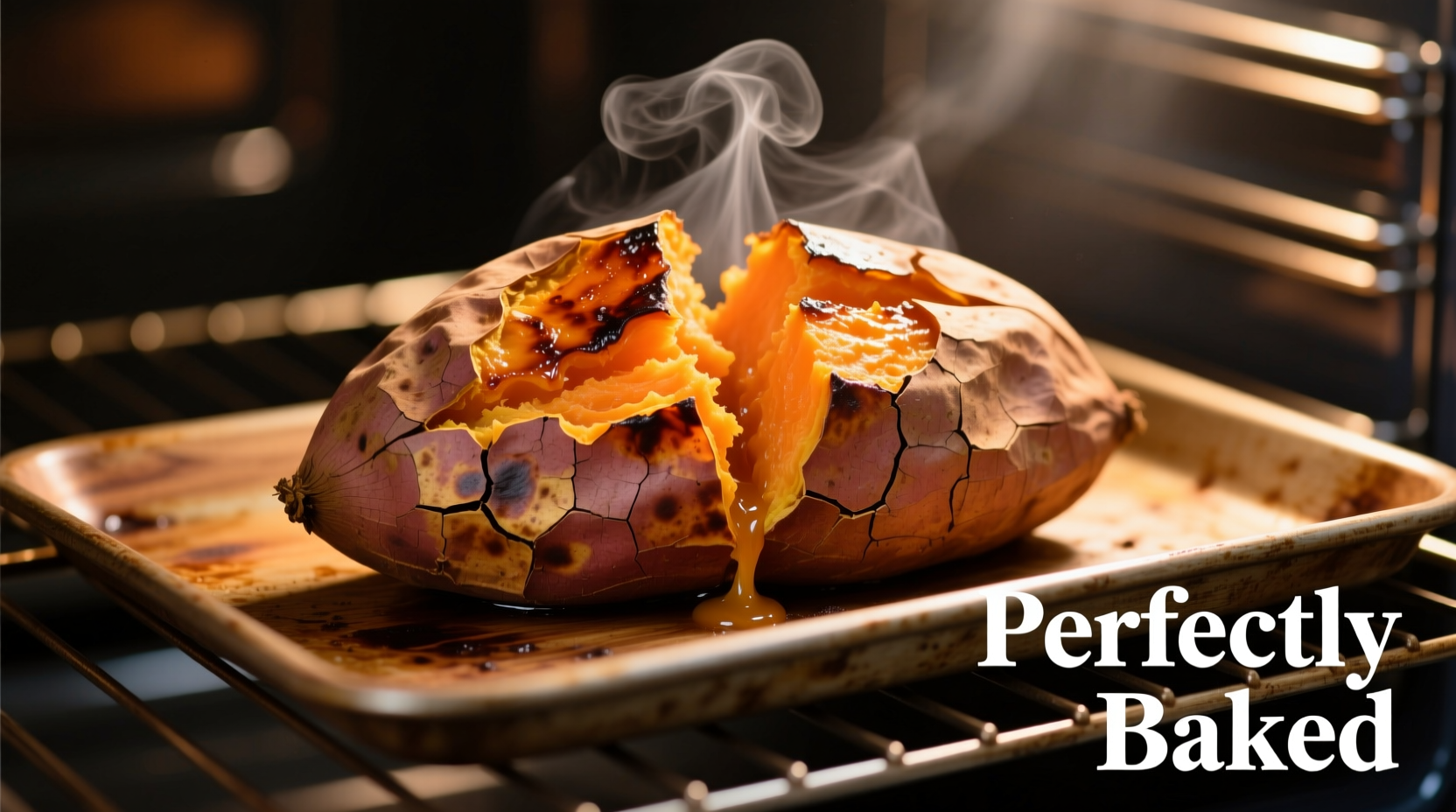 baked sweet potato in oven