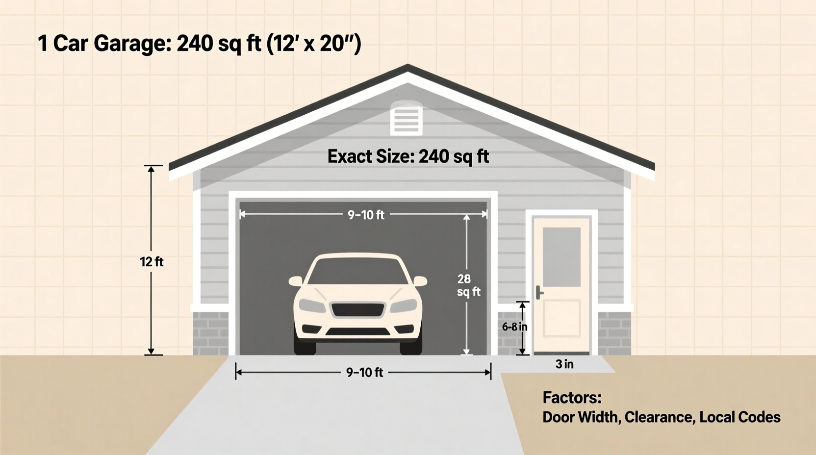 how many square feet is a 1 car garage