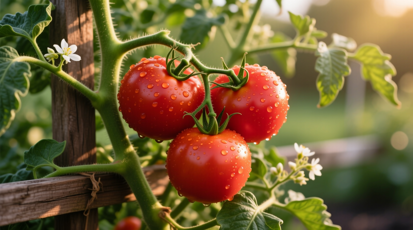 Big Red tomato plant with ripe fruit on vine