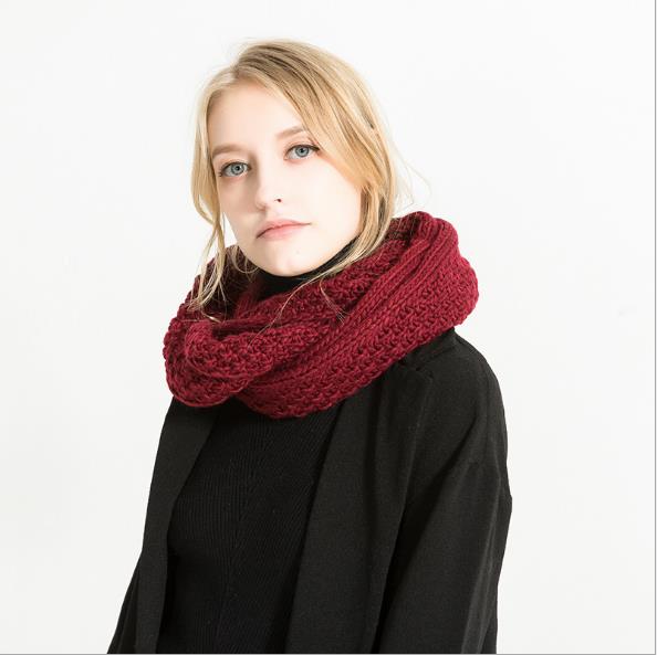冬季女士厚电缆针织罗纹无限圆环围巾