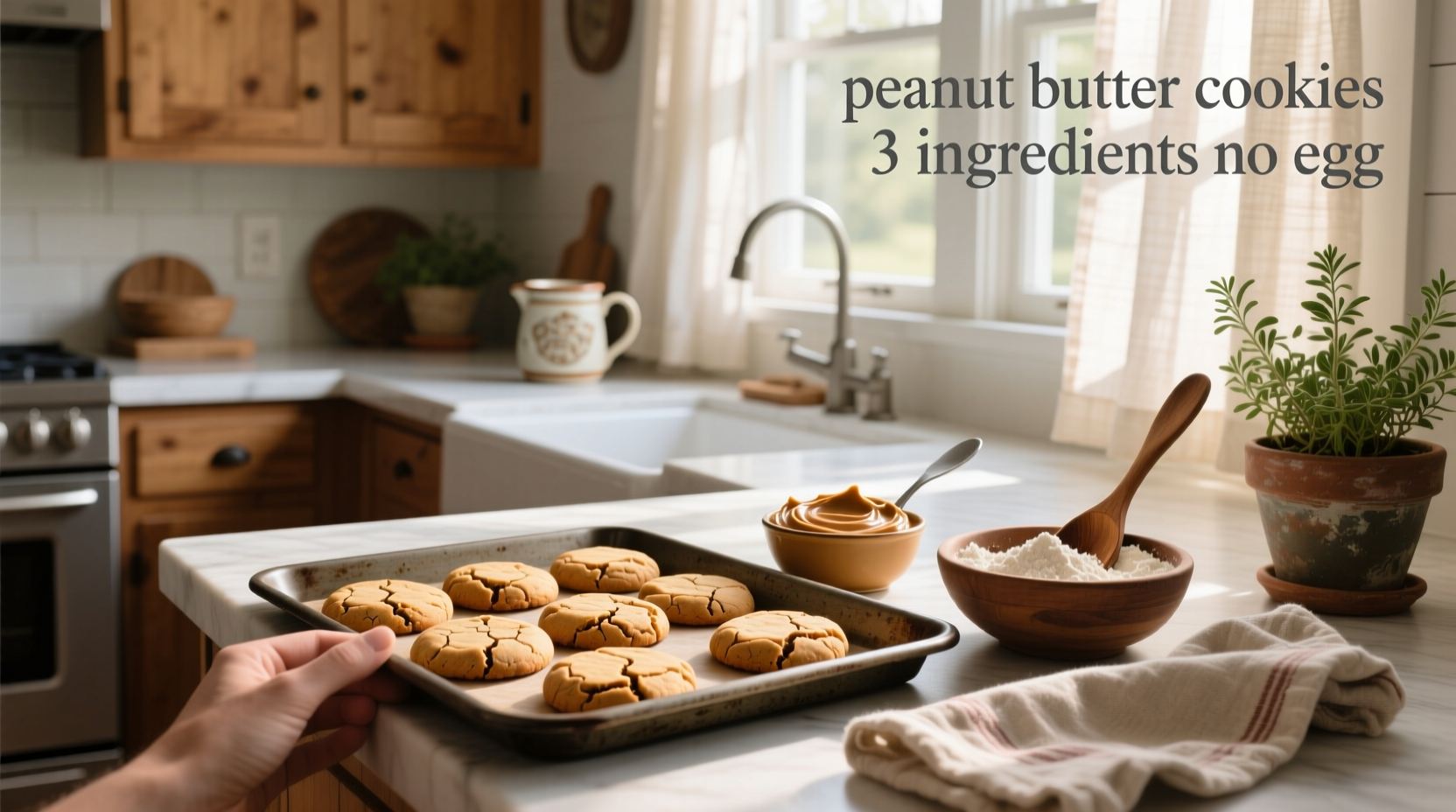 3 ingredient peanut butter cookies (no egg)