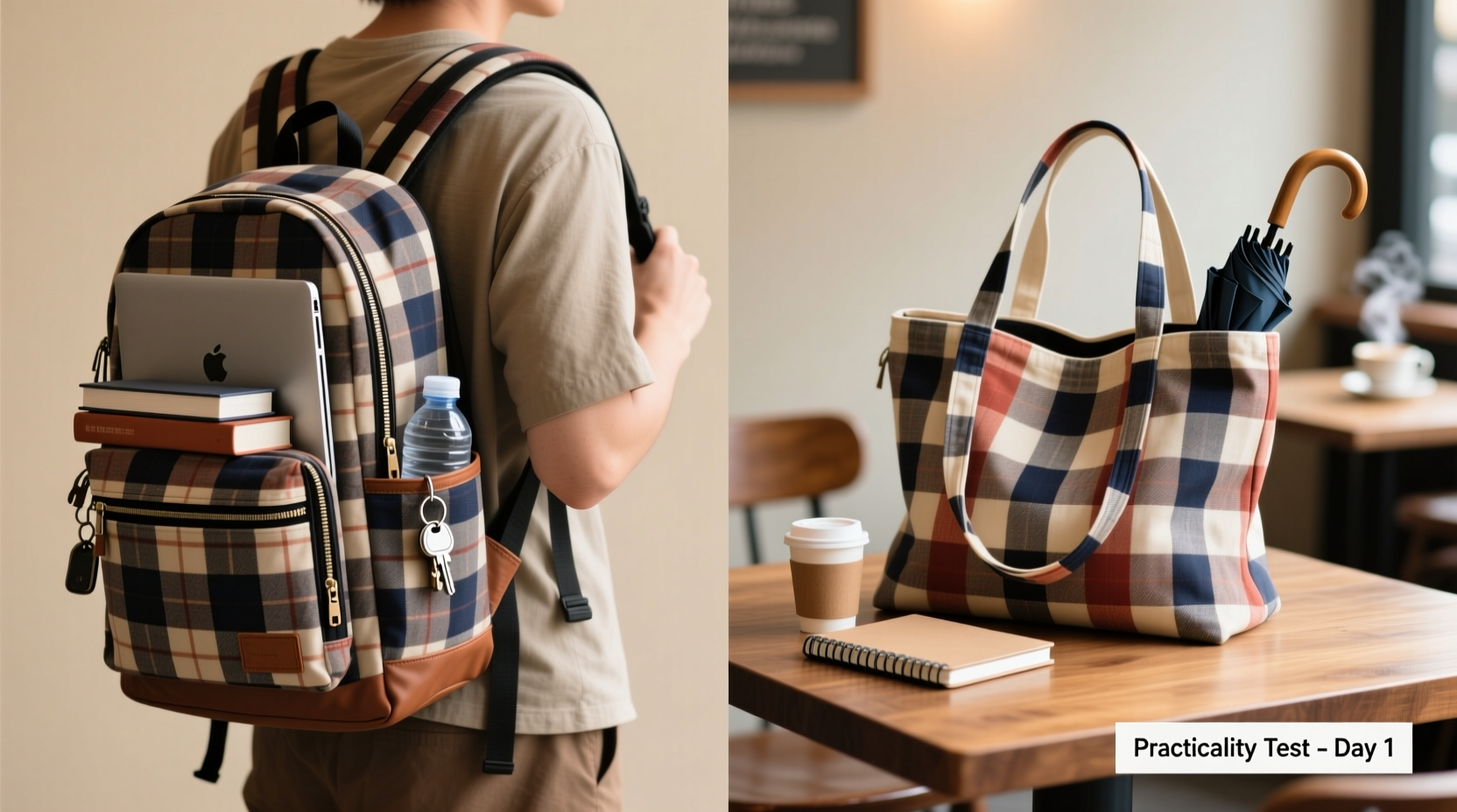 plaid backpack vs plaid tote bag which is actually more practical for everyday use