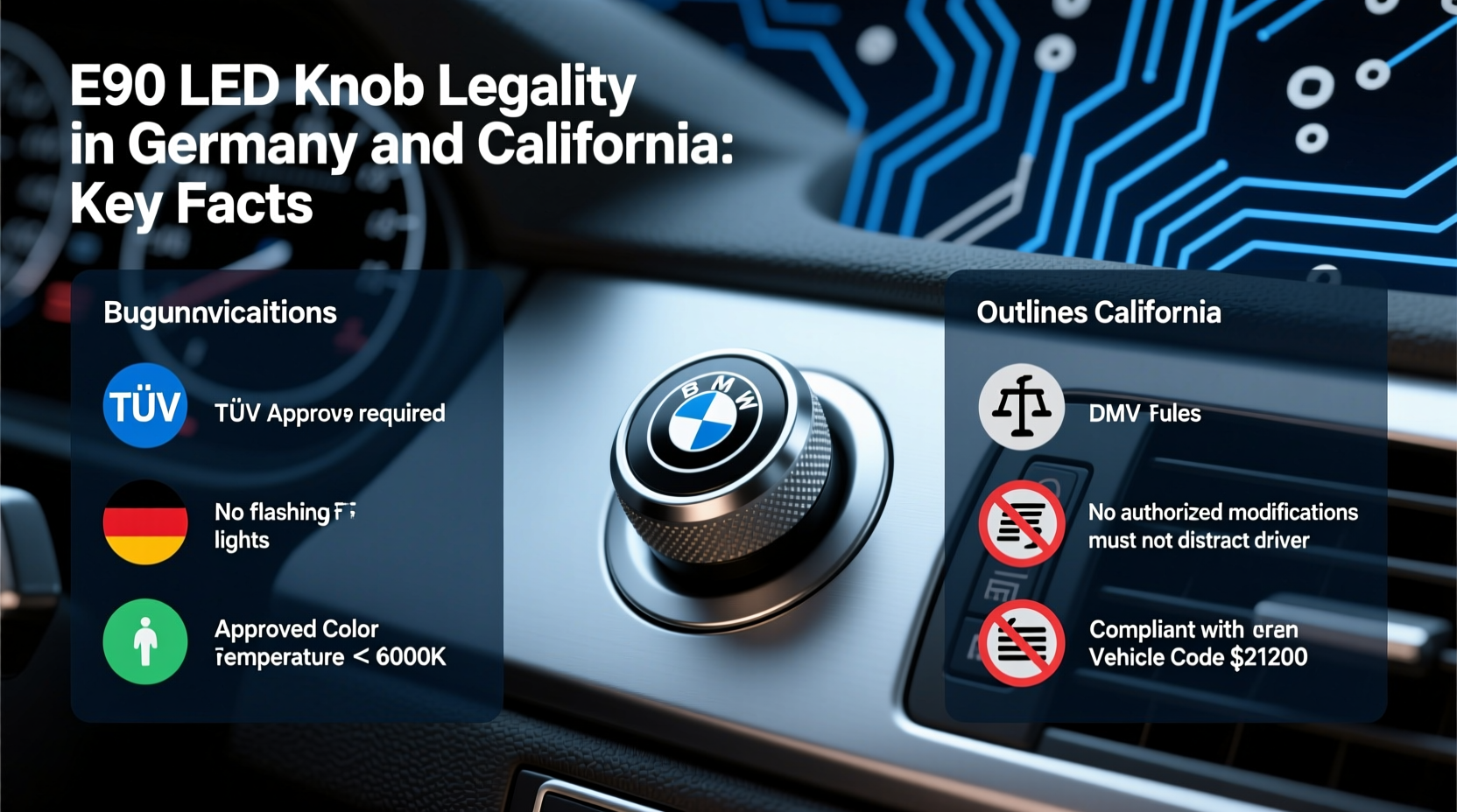 e90 led knob legality germany ca