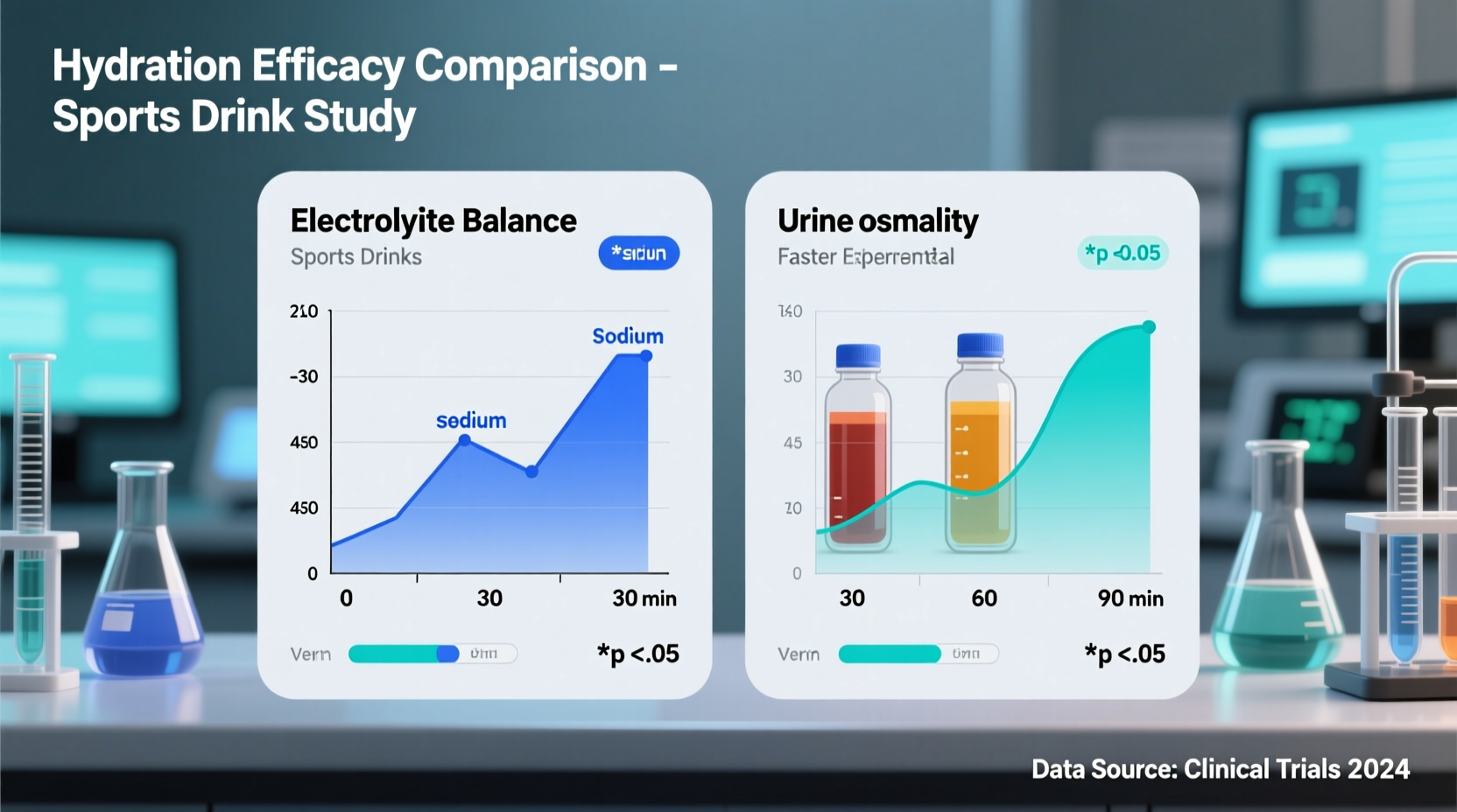 Lab test results comparing hydration efficacy of sports drinks