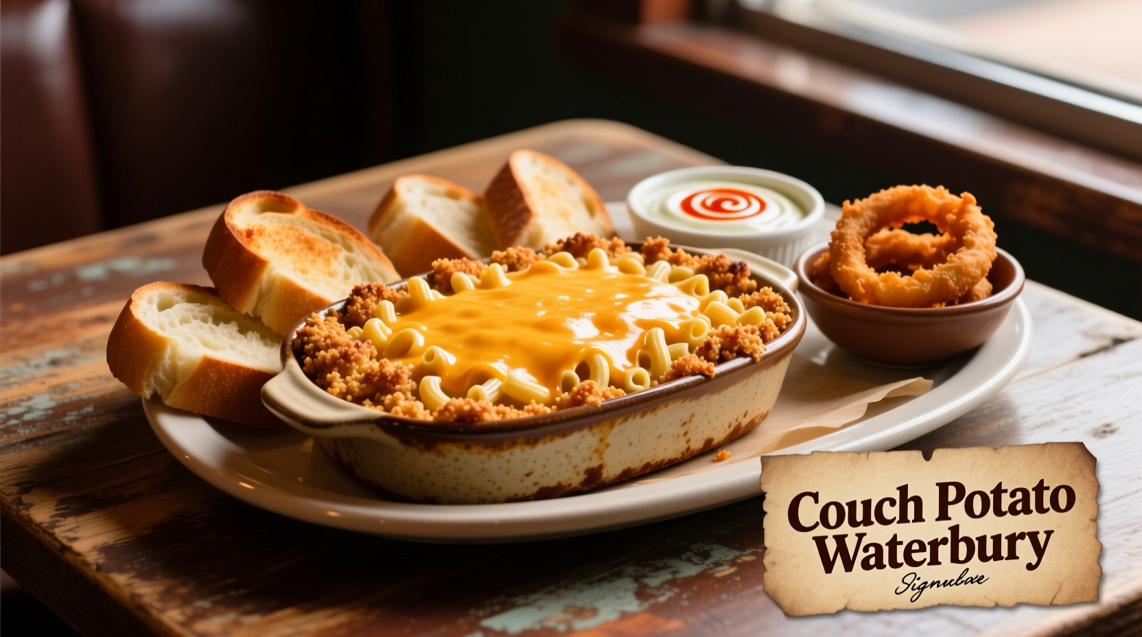 Couch Potato Waterbury signature comfort food platter