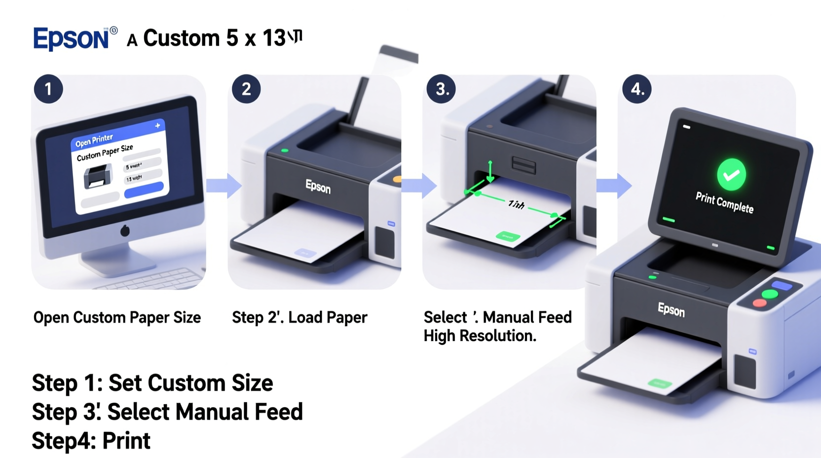 step by step guide to adding and printing 8 5 x 13 custom paper size on epson printers