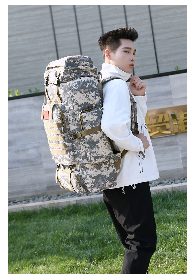 80L large capacity Outdoor Mountaineering Camping Hiking molle backpack tactical black nylon military