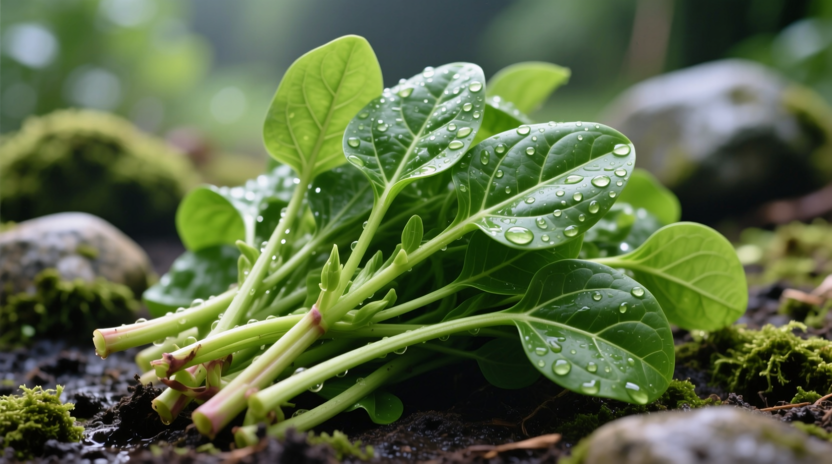 Fresh water spinach with hollow stems and green leaves