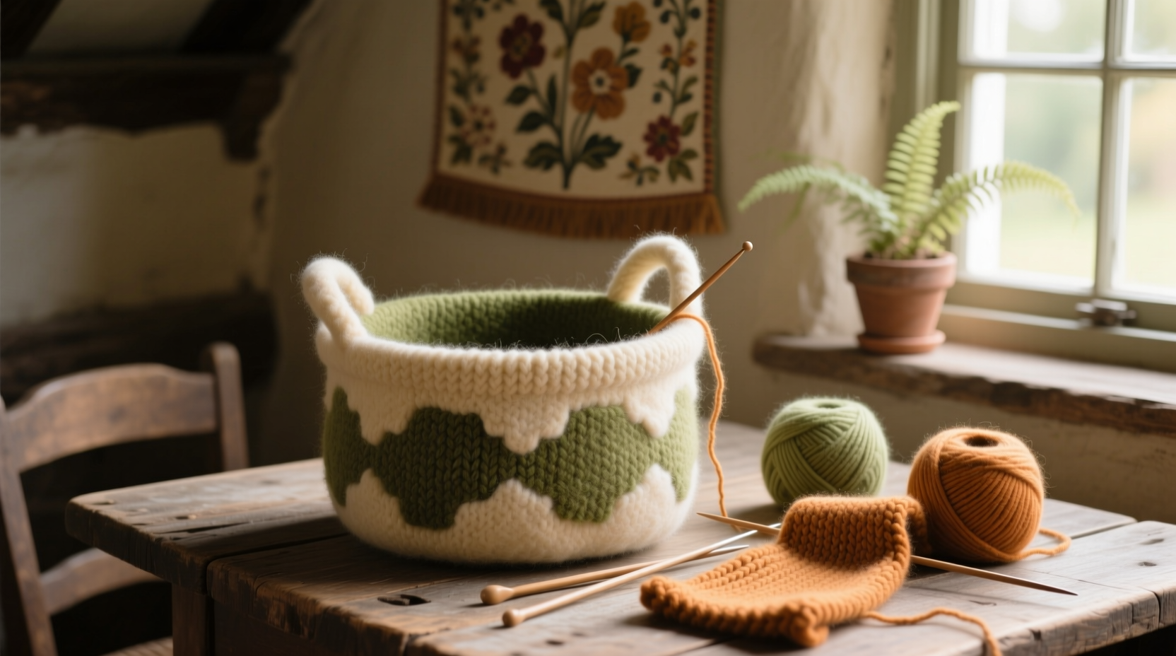 felted knitting basket