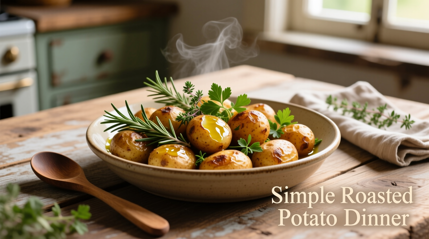 Simple roasted potato dinner with herbs